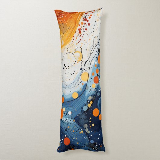 Coussin long Abstrait Vagues Bleu et Orange ボディピロー (裏面 (縦))