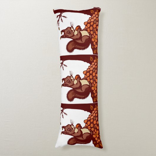 🐿️ Coussin Long Écureuil d'Automne ボディピロー (正面縦)