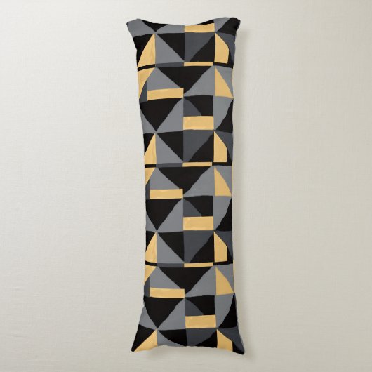 Coussin Long Géométrie | Noir, Or Style Artisanal ボディピロー (正面縦)