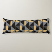 Coussin Long Géométrie | Noir, Or Style Artisanal ボディピロー (正面)
