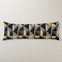 Coussin Long Géométrie | Noir, Or Style Artisanal ボディピロー