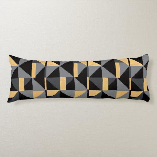 Coussin Long Géométrie | Noir, Or Style Artisanal ボディピロー (正面)