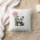 Coussin Panda Kawaii avec Bambou et Ballons Cœur R クッション (ブランケット)