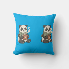 Coussin Panda Mignon - Illustration Câlin Doux クッション