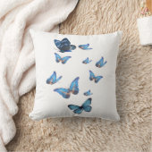 Coussin Papillons Bleus Élégants | Design Bohème e クッション (ブランケット)