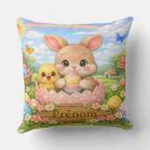 Coussin Personnalisé Prénom – Lapin et Poussin de クッション (裏面)