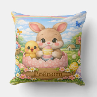 Coussin Personnalisé Prénom – Lapin et Poussin de クッション