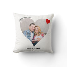 Coussin photo en forme de coeur personnalisé
