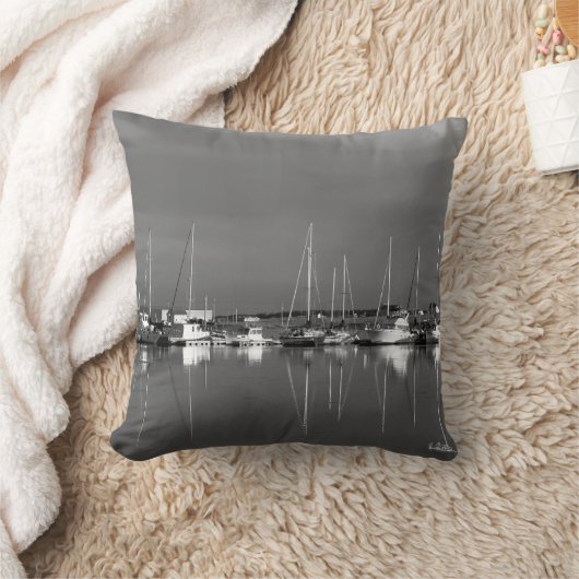Coussin photo noir et blanc, bateaux クッション (ブランケット)
