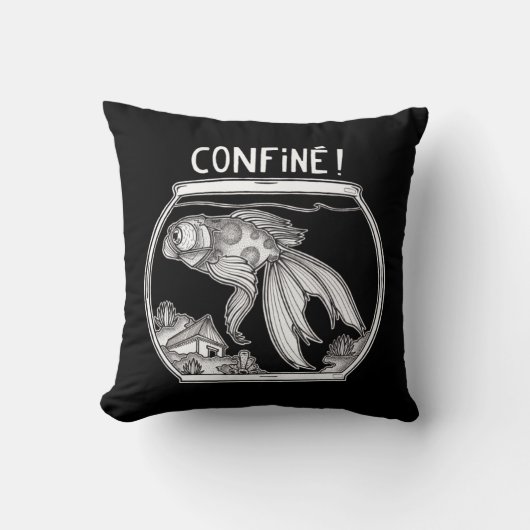 Coussin poisson rouge Confiné クッション (正面)