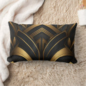 Coussin Rectangulaire Art Déco Noir et Or  ランバークッション (ブランケット)