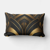 Coussin Rectangulaire Art Déco Noir et Or  ランバークッション (正面)