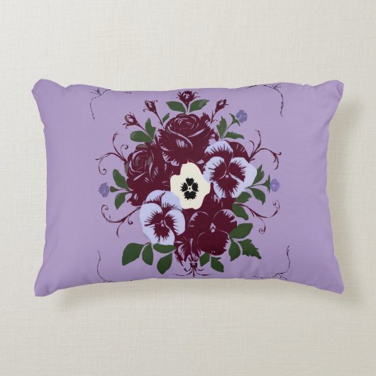 Coussin rectangulaire - Bouquet de Violettes アクセントクッション (正面)
