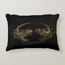 Coussin Rectangulaire Lézards Mystiques et Halo d'