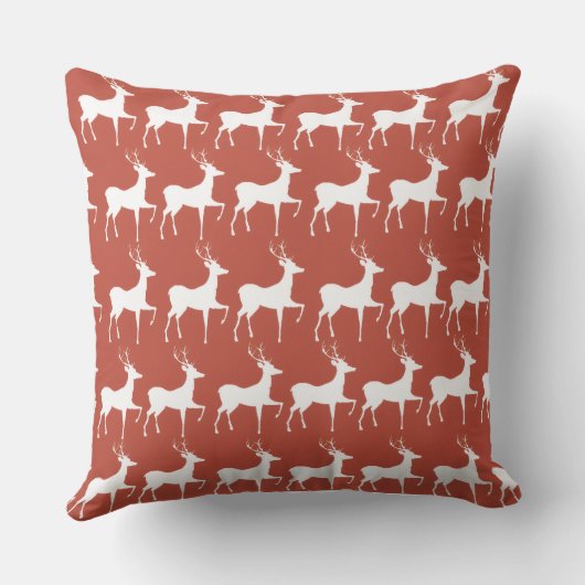 Coussin Red Reindeer Pattern Square Christmas Thro クッション (裏面)