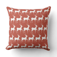 Coussin Red Reindeer Pattern Square Christmas Thro