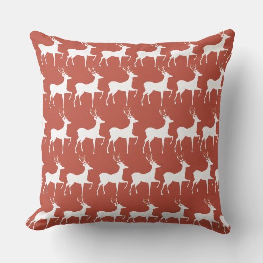 Coussin Rennes de Noël Rouges クッション (正面)