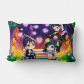 Coussin romantique Jin et Ling manga cœur  ランバークッション (正面)