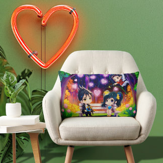 Coussin romantique Jin et Ling manga cœur ランバークッション