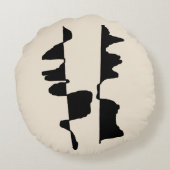 Coussin Rond Abstrait Dual Face - Écru Noir ラウンドクッション (裏面)