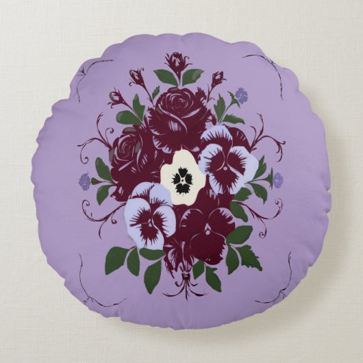Coussin Rond Bouquet de Violettes ラウンドクッション (正面)