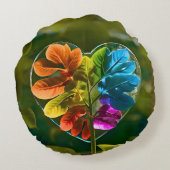 Coussin rond cœur feuille arc-en-ciel nature ラウンドクッション (裏面)