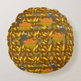 Coussin Rond Motif Citrouilles d'Automne ラウンドクッション
