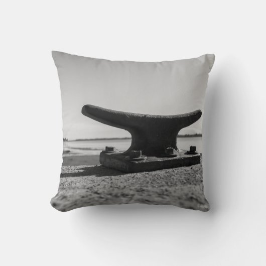 Coussin thème marin, noir et blanc クッション (正面)