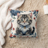Coussin Vintage Chaton et Fleurs クッション (ブランケット)