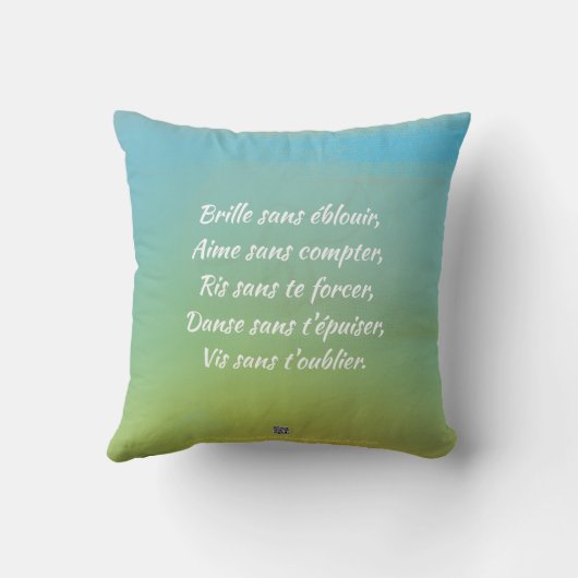 Coussin "Vis sans t'oublier" クッション (裏面)