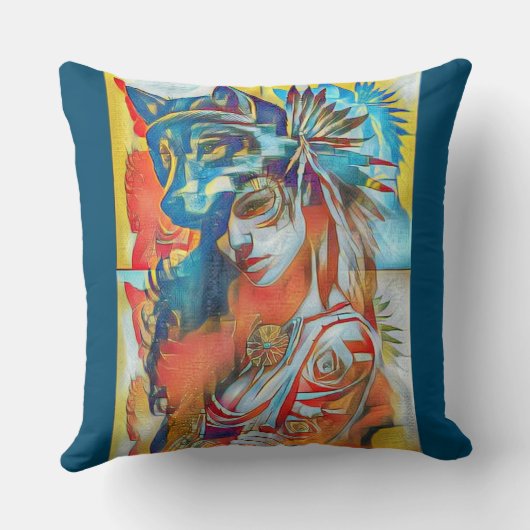 Coussin wolf head girl クッション (裏面)