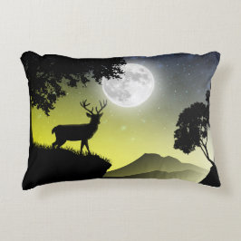 Coussins Décoratifs Le cerf sous la lune jaune アクセントクッション