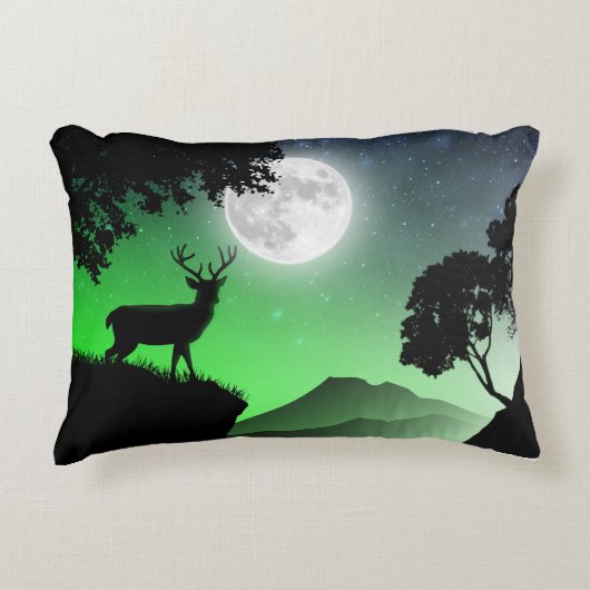 Coussins Décoratifs Le cerf sous la lune vert アクセントクッション (正面)