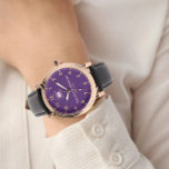 Coustom couple names elegant pourple monogram 腕時計<br><div class="desc">Personalized watch with the names of the bride and groom or the couple in love. This watch can be customized by changing the text with the name of the loved one or the wedding date. It can be an ideal gift for newlyweds or for silver or golden wedding anniversaries. Monogram...</div>