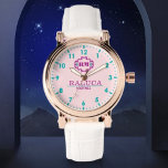 Coustom name elegant monogram pink 腕時計<br><div class="desc">Personalized watch with the names  in love. This watch can be customized by changing the text with the name It can be an ideal gift for newlyweds or for silver or golden wedding anniversaries. Monogram Watch Romantic name monogram initials Custom name Watches for Men and Women</div>