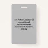 coutam employee photo,バーコード，ロゴ，ネームバッジ バッジ (裏面)