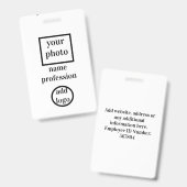 coutom従業員の写真，バーコード，ロゴ，名前 バッジ (正面＆裏面)