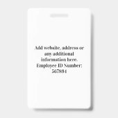 coutom従業員の写真，バーコード，ロゴ，名前 バッジ (裏面)