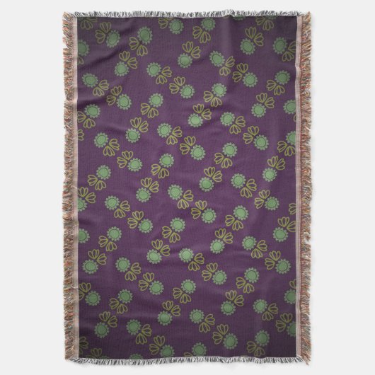 Couverture à franges avec fleur sur pourpre スローブランケット (正面縦)