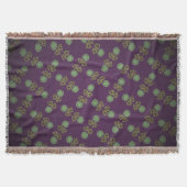 Couverture à franges avec fleur sur pourpre スローブランケット (正面)