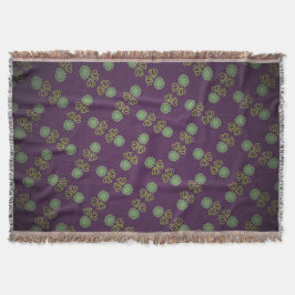 Couverture à franges avec fleur sur pourpre スローブランケット