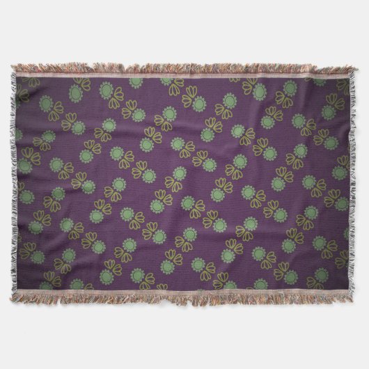Couverture à franges avec fleur sur pourpre スローブランケット (正面)