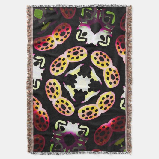 Couverture Jimette Design a franges de rose orange スローブランケット (正面縦)