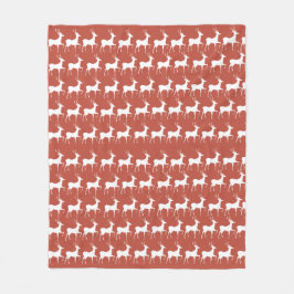 Couverture Polaire Classic Red Reindeer Pattern Fl フリースブランケット