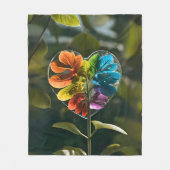 Couverture polaire cœur feuille arc-en-ciel nature フリースブランケット (正面)