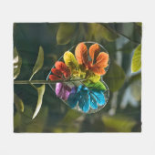 Couverture polaire cœur feuille arc-en-ciel nature フリースブランケット (正面(横))