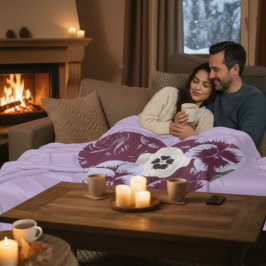 Couverture Polaire Douceur "Cœur de Violettes"  フリースブランケット