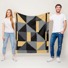 Couverture Polaire Géométrie Noir, gris et or フリースブランケット