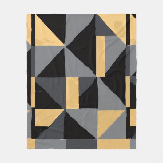 Couverture Polaire Géométrie Noir, gris et or フリースブランケット (正面)