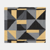 Couverture Polaire Géométrie Noir, gris et or フリースブランケット (正面(横))